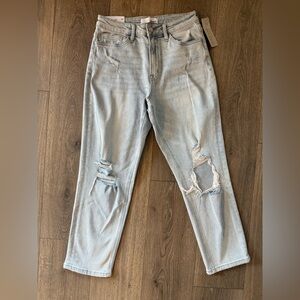 NWT VERVET BY FLYING MONKEY Light Distressed Erika Mom Jeans Stretch Size 27